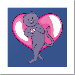 Russian Blue Cat Love Posters and Art